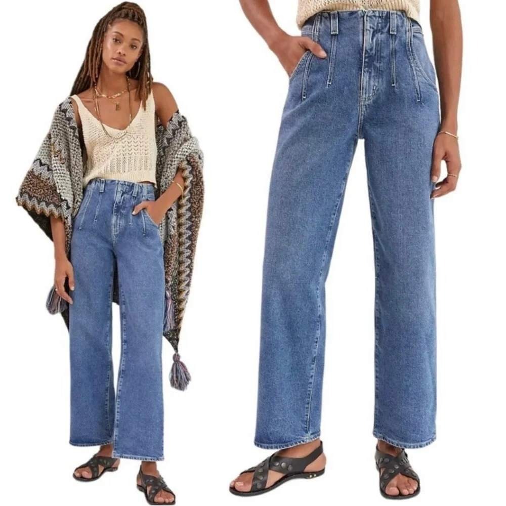 AG Jeans Darted Aven High Rise Relaxed Straight Jeans 28 Medium Blue Wash Denim